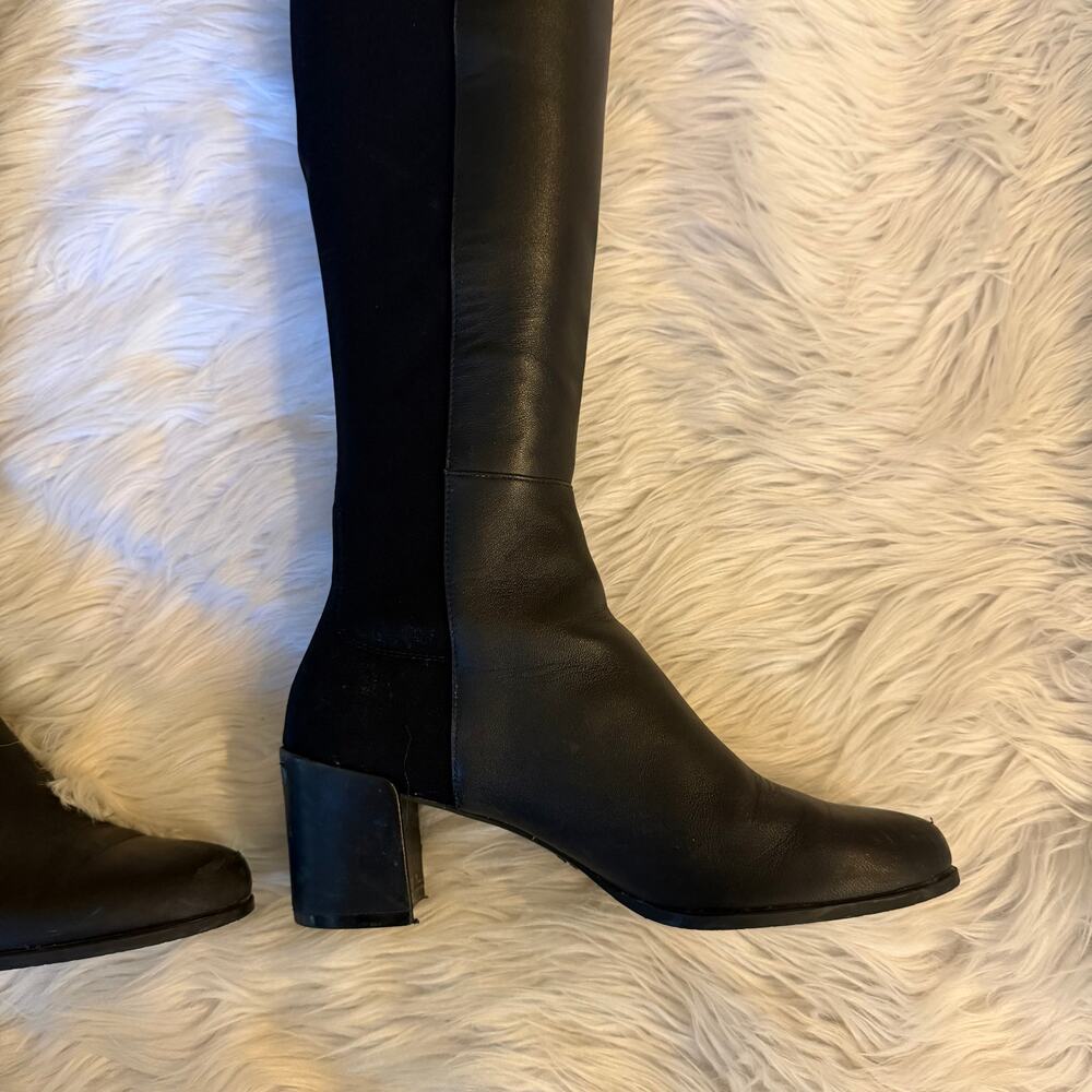 Stuart Weitzman City Block Over The Knee Boots Leather Stretch Heeled Black - Picture 6 of 13